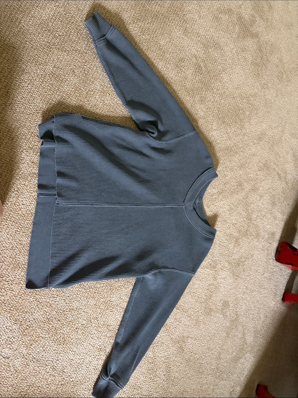Ribbed Crewneck Sweater in Grey